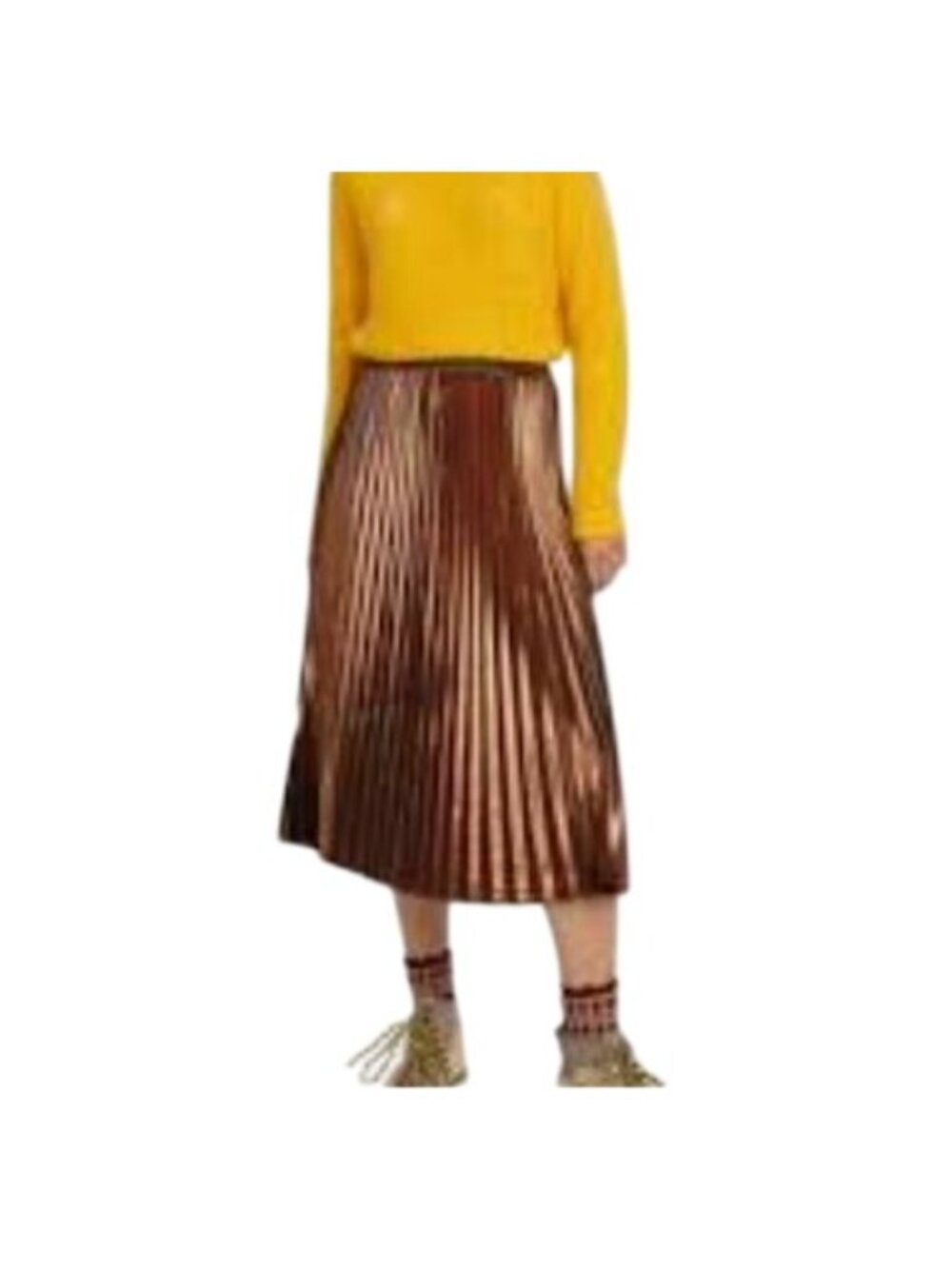 Scotch & Soda Metallic Pleated Midi Skirt - Size S